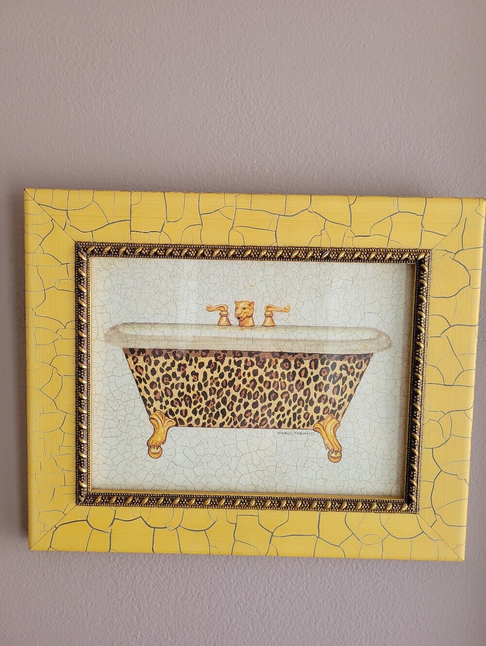 Framed Art Marco Fabiano Leopard Print Tub Wall Art 9x11 Bathroom Any Home Decor